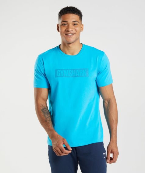 Men's Gymshark Block T-Shirts Turquoise | CA 086D53